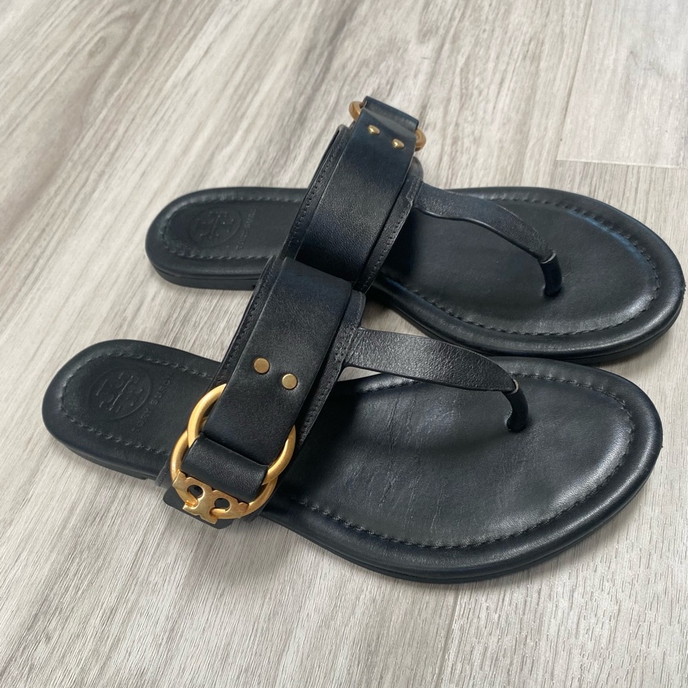 Tory Burch Black Marsden Flat Thong Sandal US Size 5
